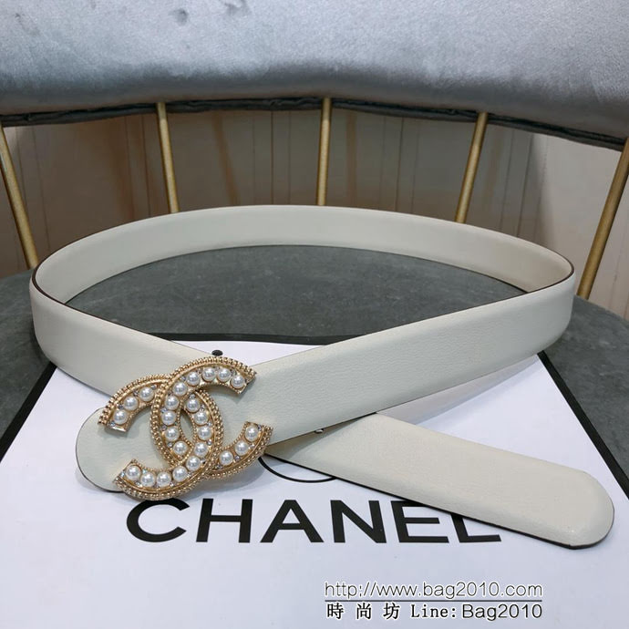 CHANEL香奈兒 18新款 CC珍珠水鑽扣 精品光滑優雅皮帶 上身效果巨好 奢華經典 小紅書火爆款   xfp1040
